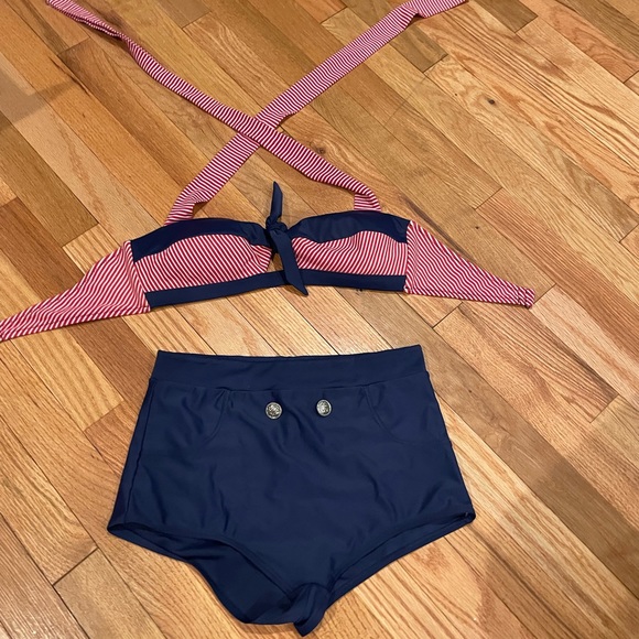 Sailor High-waist Pin-Up Bikini Large - Picture 4 of 6